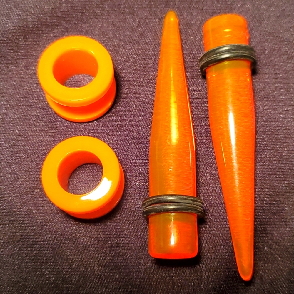 Orange gaugea, Tapers 2 pair ear plugs body piercing jewelry 00 gaug…